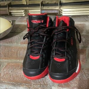AND1 Black and Red High-Top Sneakers